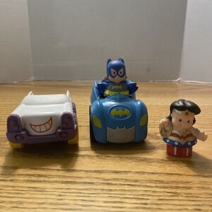 Little People DC Super Friends Batman & Joker  Vehicles, Batgirl & Wonder Woman